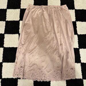 Vanity Fair Nylon Beige Lace Trim Slip Skirt